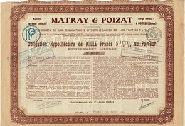 Obligation De 1930 - Société En Nom Collectif - Matray & Poizat à Cours - Textile