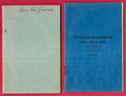 (Lot De 2) 44 NANTES - Carnet De Notes INSTITUTION De La RETRAITE Cours Jeanne D'Arc - Elève Maria Léa Grasset - Ecole - Diploma & School Reports