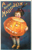 258491-Halloween, IAP No 978-4, Ellen Clapsaddle, Boy Holding Large Jack O Lantern - Halloween