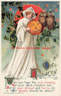 341673-Halloween, Winsch 1911 No WIN01-4, Schmucker, Owls Watch Woman With JOL - Halloween