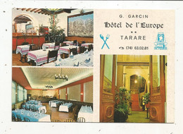 Cp, Publicité , HOTEL DE L'EUROPE, 69 ,  TARARE , 2 Scans ,  Vierge, Plan - Publicité