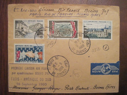 1960 1st Flight France Argentina By BOEING 707 Via Aerea Cover Air Mail Rio 1er Vol Poste Aerienne - Lettres & Documents