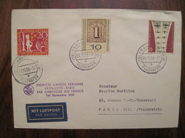 1959 Germany 1st Flight Frankfurt France By CARAVELLE Luftpost Cover Air Mail 1er Vol Mit Luftpost - Briefe U. Dokumente