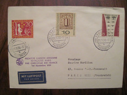 1959 Germany 1st Flight Frankfurt France By CARAVELLE Luftpost Cover Air Mail 1er Vol Mit Luftpost - Covers & Documents
