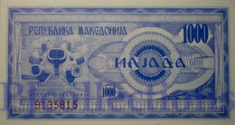 MACEDONIA 1000 DENAR 1992 PICK 6a UNC - Macédoine Du Nord