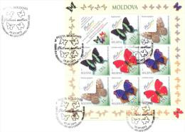 2013. Moldova, Exotic Butterflies, From The Collection Of National Museum, 1FDC With  Sheetlet, Mint/** - Papillons