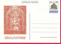 SAN MARINO - 1978 -  CARTOLINA POSTALE "SINDONE" (INT 41) - NUOVA NON VIAGGIATA - Interi Postali