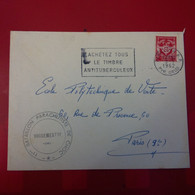 LETTRE PERPIGNAN POUR PARIS CACHET BATIALLON PARACHUTISTE DE CHOC - Cartas & Documentos