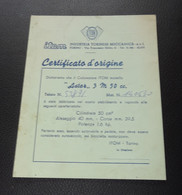 CERTIFICATO D'ORIGINE ITOM CICLOMOTORE ASTOR 3 M 50cc, CERTIFICAT ORIGINE CYCLOMOTEUR, INDUSTRIA TORINESE MECCANICA - Moto