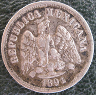 Variété Over Date,  10 Centavos 1891 (1 Sur 0) . Zs Zacatecas . Argent. Rare - Mexiko