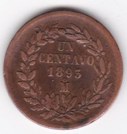 Mexique , 1 Centavo 1893 Mo. En Cuivre, KM# 391.6 - Mexique