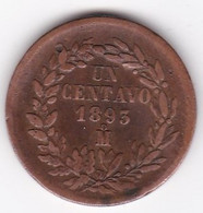 Mexique , 1 Centavo 1893 Mo. En Cuivre, KM# 391.6 - México