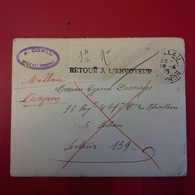 LETTRE MILLAU POUR 96 REGIMENTS D INFANTERIE MITRAILLEURS CACHET RETOUR A L ENVOYEUR 1915 - Cartas & Documentos