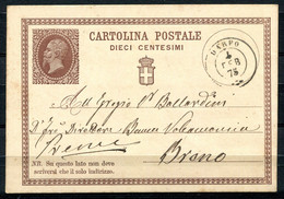 Z3429 ITALIA REGNO 1875 Cartolina Postale 10 C. (N° 1 D'ITALIA) Da DARFO (BS) 1 FEB 75 Per Breno (BS), Ottime Condizioni - Interi Postali