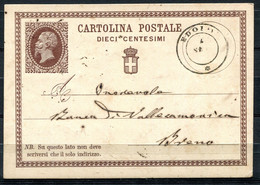 Z3431 ITALIA REGNO 1876 Cartolina Postale 10 C. (N° 1 D'ITALIA) Da EDOLO (BS) 1 SET 76 Per Breno (BS), Ottime Condizioni - Entiers Postaux