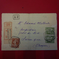 LETTRE RECOMMANDE SEVERAC LE CHATEAU GARE POUR SEVERAC GARE HOTEL DU MIDI - 1921-1960: Moderne