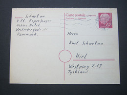 1956 , 20 Pfg. Heuss , Antwortkarte Aus Kopenhagen Nach Kiel - Postkarten - Gebraucht