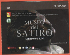 ITALIA - ITALY - ITALIE - Mazara Del Vallo - Museo Del Satiro Danzante - Parco Archeologico Di Selinunte - Biglietto Di - Tickets D'entrée