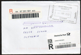 Spanien 2013  R-Brief/ Letter    SANT FELIU DE GUIXOLS  "Franquec Pagado.." - Storia Postale