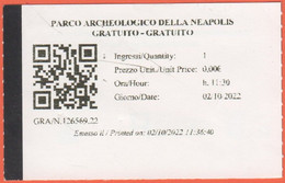 ITALIA - ITALY - ITALIE - Siracusa - Parco Archeologico Della Neapolis - Museo Paolo Orsi - Biglietto Di Ingresso -Usato - Tickets D'entrée