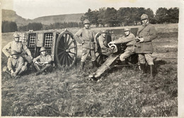 Militaria - Carte Photo - Armement Canon Obus - Militaires En Manœuvre - Matériel