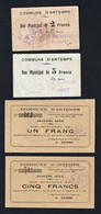 BB (1914/1917) BONS COMMUNAUX : Artemps (Dpt. 02) Très Rare Ensemble De 4 Bons. - Bonds & Basic Needs
