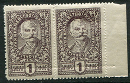 625. Kingdom Of SHS Issue For Slovenia 1920 Definitive 1d Pair ERROR Double Perforation MNH Michel 129 - Non Dentelés, épreuves & Variétés