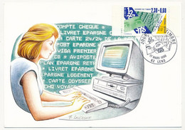 FRANCE - Carte Fédérale - Journée Du Timbre 1990 - 2,30 + 0,60 Services Financiers De La Poste - 62 LENS - 17 Mars 1990 - Cartas & Documentos