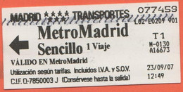 SPAGNA - ESPAÑA - Spain - Espagne - Madrid - Metro - Corsa Semplice - Usato - Europe