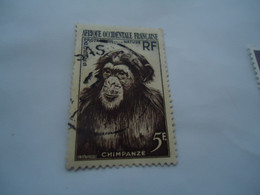 AFRIQUE OCCIDENTALE  FRANCE  USED  STAMPS ANIMALS CHIMPANZEES - Chimpanzés