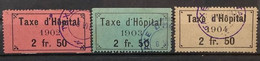 Fiskalmarken / Revenue Stamp Switzerland - Kanton Genf  Taxe D'Hopital 1902, 1903, 1904 - Fiscaux