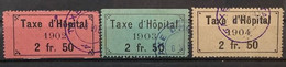 Fiskalmarken / Revenue Stamp Switzerland - Kanton Genf  Taxe D'Hopital 1902, 1903, 1904 - Revenue Stamps