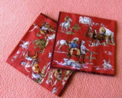 Cow-Boys, Indiens, Chariots, Chevaux - 2 Serviettes Neuves Dimensions 33 X 33 Cm - Paper Napkins (decorated)