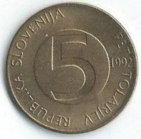 M672 - SLOVENIË - SLOVENIA - 5 TOLARJEV 1992 - Slovenië