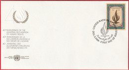 FDC - Enveloppe - Nations Unies - (New-York) (9-12-88) - 40è Anniv. Déclaration Droits De L'Homme (Recto-Verso) - Briefe U. Dokumente