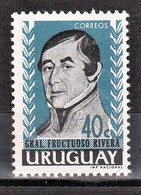 1962 URUGUAY MNH Ciardi 669b Variety Error Verde Azul Green Blue - GRAL. RIVERA PRESIDENTE PRESIDENT PARTIDO COLORADO - Uruguay
