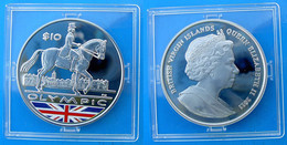 BRITISH VIRGIN ISLANDS 10 $ 2011 ARGENTO PROOF ENGLAND OLYMPIC GAMES HORSE PESO 28,28g. TITOLO 0,925 CONSERVAZIONE FONDO - Iles Vièrges Britanniques