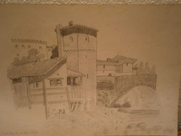 Dessins (3) Au Crayon Paysages Tours Vieilles Maison Non Localisées Signés Posth Datés Bischwiller 1865 - Dessins