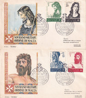 S.M.O.M. - FDC  ROMA 1967 - SAN GIOVANNI BATTISTA - SERIE COMPLETA SU DUE FDC VIAGGIATE - Sovrano Militare Ordine Di Malta