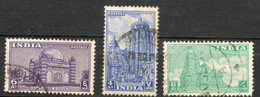 15  INDIA-1949,1951 Yt  15,16,36 Usados-Dominio Británico. - Gebruikt