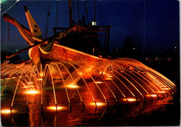 (2 L 13) UAE - Abu Dhabi Boat Fountain At Nigt (posted To France) - Emirats Arabes Unis