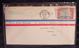 M) 1928, UNITED STATES, VIA AIR MAIL, 5C, TO CUBA, WITH CANCELLATION. - Wilmington
