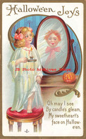 344695-Halloween, Stecher No 226 A, Girl Holding Candle Sees Bonny Boy In Mirror - Halloween