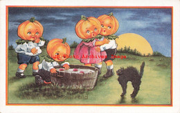 344973-Halloween, Whitney No WNY52-1, JOL Head Children Bob For Apples, Black Cat - Halloween