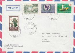 24157- ASPEN TREE, LANDSCAPE, BOAT, UNICEF, RED CROSS, STAMPS ON COVER, 1974, FINLAND - Covers & Documents