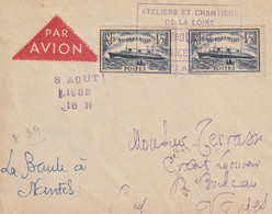 (XX) Poste Par Avion Air Bleu Liaison Service Postale LA BAULE NANTES 1935 - Gebraucht