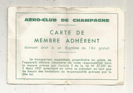 Carte De Membre Adhérent, AERO-CLUB De CHAMPAGNE, REIMS , 1965 - Mitgliedskarten