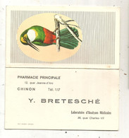 Calendrier Petit Format ,1972, Pharmacie Principale ,37 ,CHINON, Y. Bretesché - Kleinformat : 1971-80