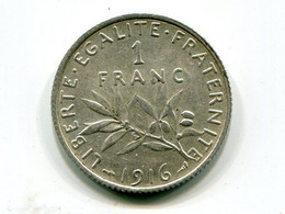FRANCE : Pièce De 1 Franc Argent 1916 - 1 Franc