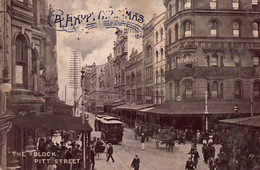 Sydney - The Block - Pitt Street, Tramway - Happy Christmas - Harding & Billing's Post Card Series N° 151 - Sydney